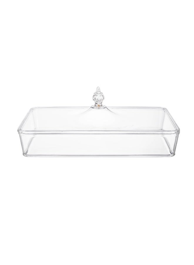 بن شيهون ✨ علبة تقديم أكريليك شفافة بغطاء فاخر – مقاس 40×27×7 سم | مثالية للحلويات والضيافة الراقية 🍰 - Image 2